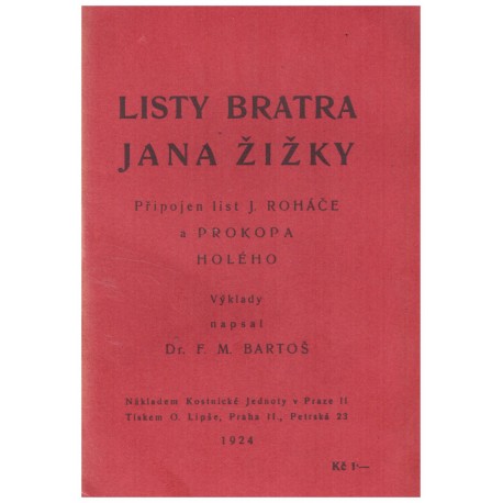 Bartoš, F. M.: Listy bratra Jana Žižky