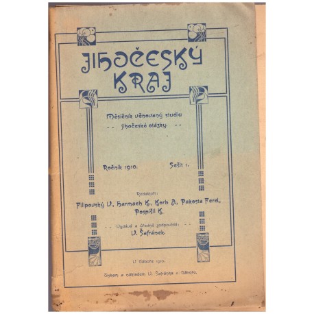 Kol.: Jihočeský kraj. Měsíčník věnovaný studiu jihočeské otázky (1910)