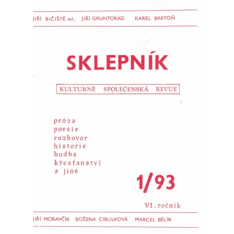 Kolektiv autorů: Sklepník 1/93. Kulturně společenská revue