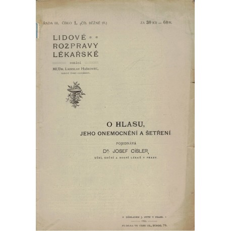 Císler, R.: O hlasu, jeho onemocnění a šetření