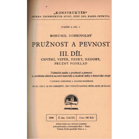 Dobrovolný, B.: Pružnost a pevnost, III. díl