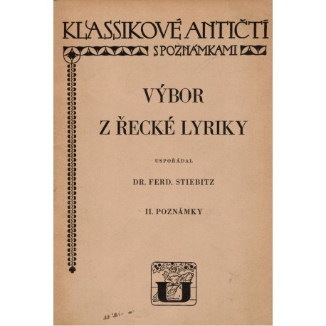 Výbor z řecké lyriky II. Poznámky