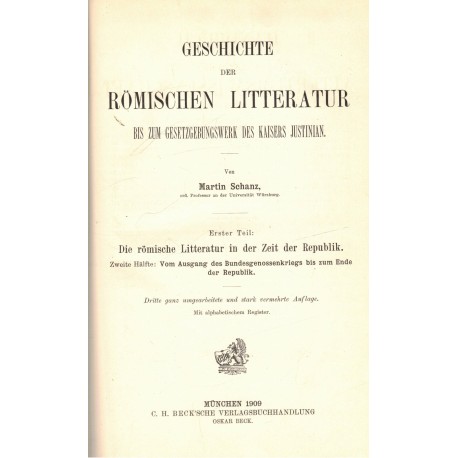 Schanz, M.: Geschichte der Römischern Litteratur
