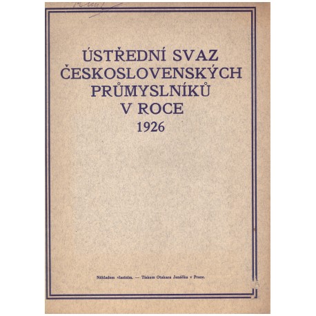 Ústřední svaz československých průmyslníků v roce 1926