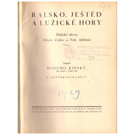 Kinský, B. a kol.: Ralsko, Ještěd a Lužické hory